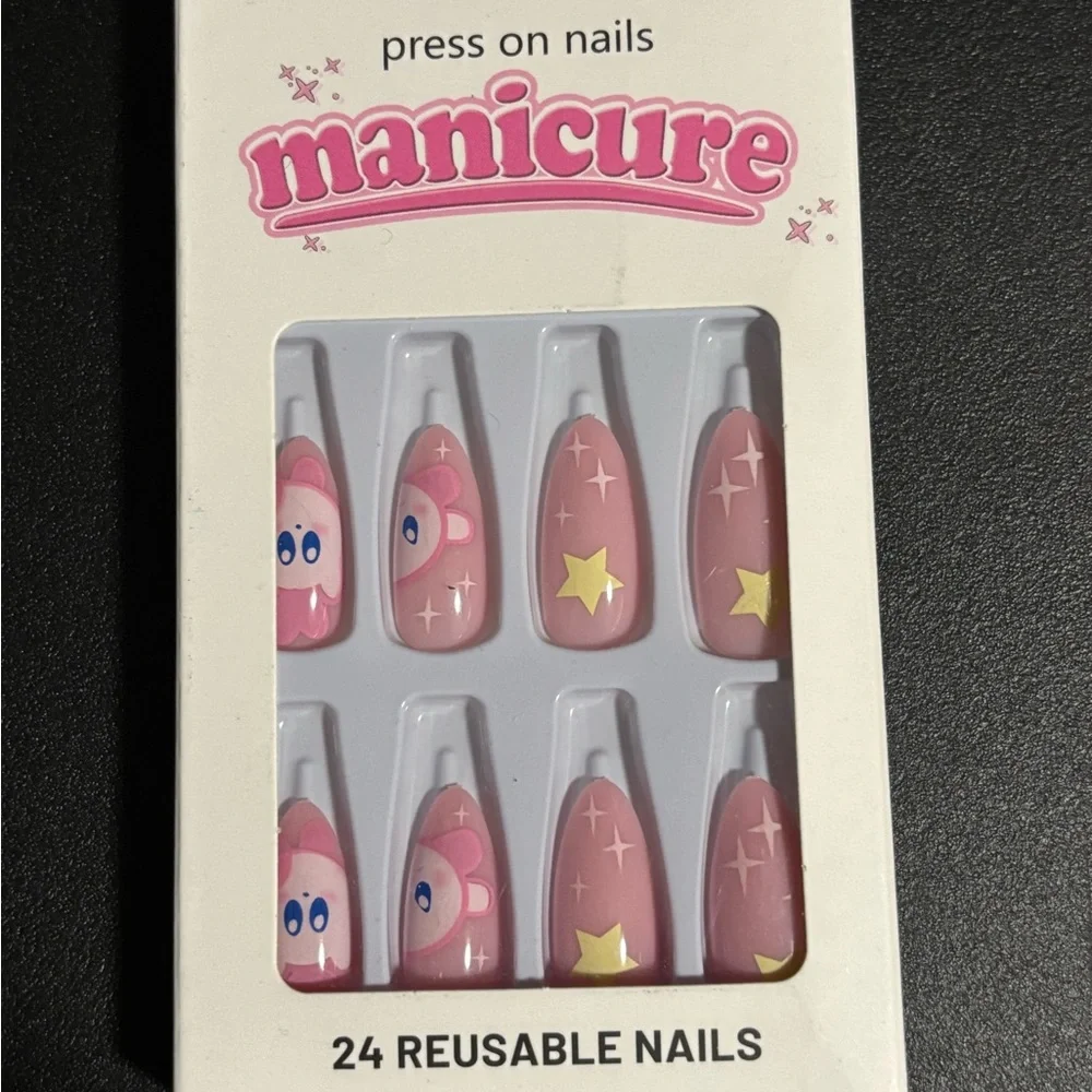 🎁Pink Jigglypuff Star Press On Nails - Picture 1 of 2